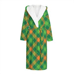 St. Patrick's Day Buffalo Pattern Print Hooded Bathrobe