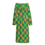St. Patrick's Day Buffalo Pattern Print Hooded Bathrobe