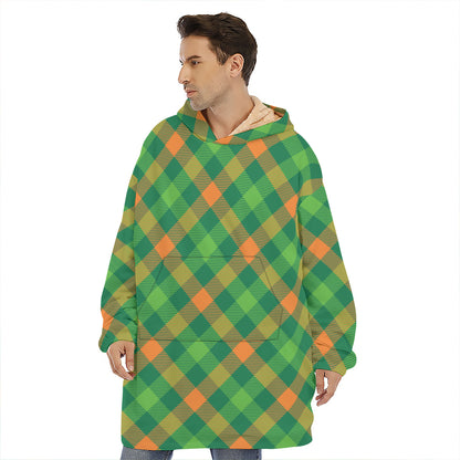 St. Patrick's Day Buffalo Pattern Print Hoodie Blanket