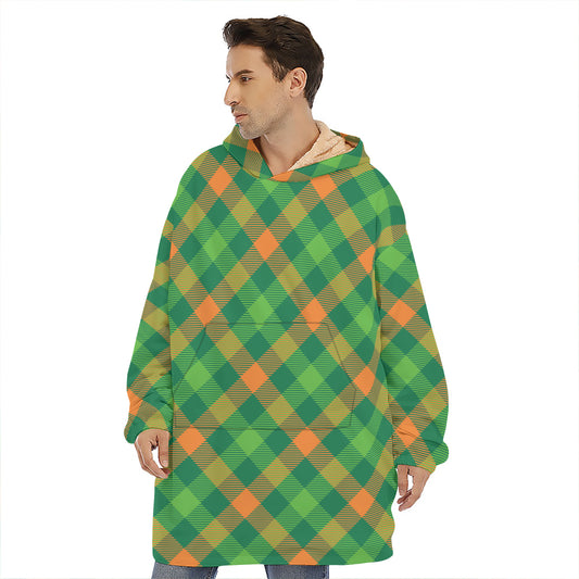 St. Patrick's Day Buffalo Pattern Print Hoodie Blanket