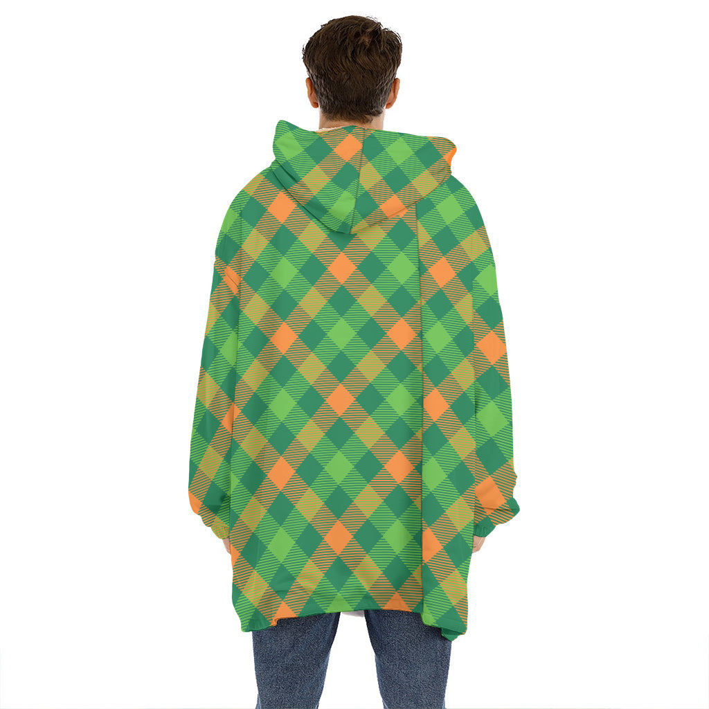 St. Patrick's Day Buffalo Pattern Print Hoodie Blanket