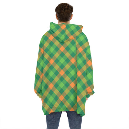 St. Patrick's Day Buffalo Pattern Print Hoodie Blanket