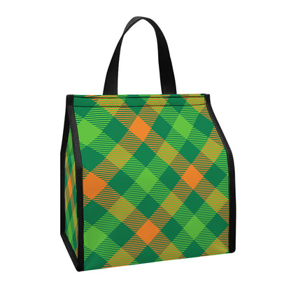 St. Patrick's Day Buffalo Pattern Print Insulated Lunch Tote