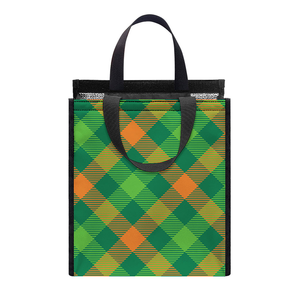 St. Patrick's Day Buffalo Pattern Print Insulated Lunch Tote