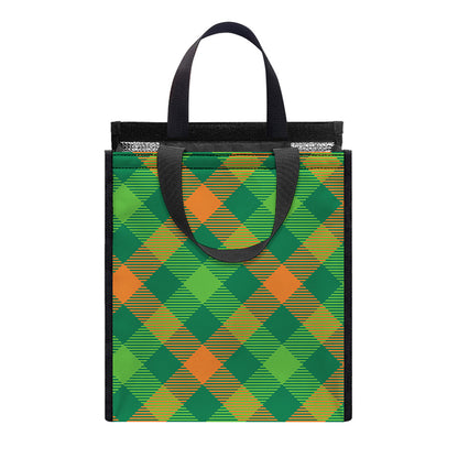 St. Patrick's Day Buffalo Pattern Print Insulated Lunch Tote