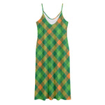 St. Patrick's Day Buffalo Pattern Print Jersey Midi Cami Dress