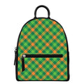 St. Patrick's Day Buffalo Pattern Print Leather Backpack