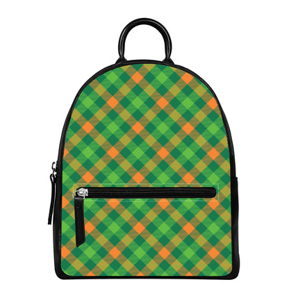 St. Patrick's Day Buffalo Pattern Print Leather Backpack