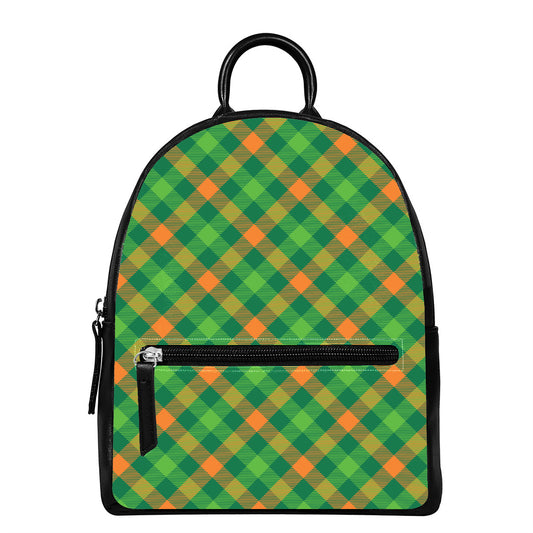 St. Patrick's Day Buffalo Pattern Print Leather Backpack
