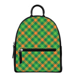 St. Patrick's Day Buffalo Pattern Print Leather Backpack