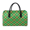 St. Patrick's Day Buffalo Pattern Print Leather Duffel Bag