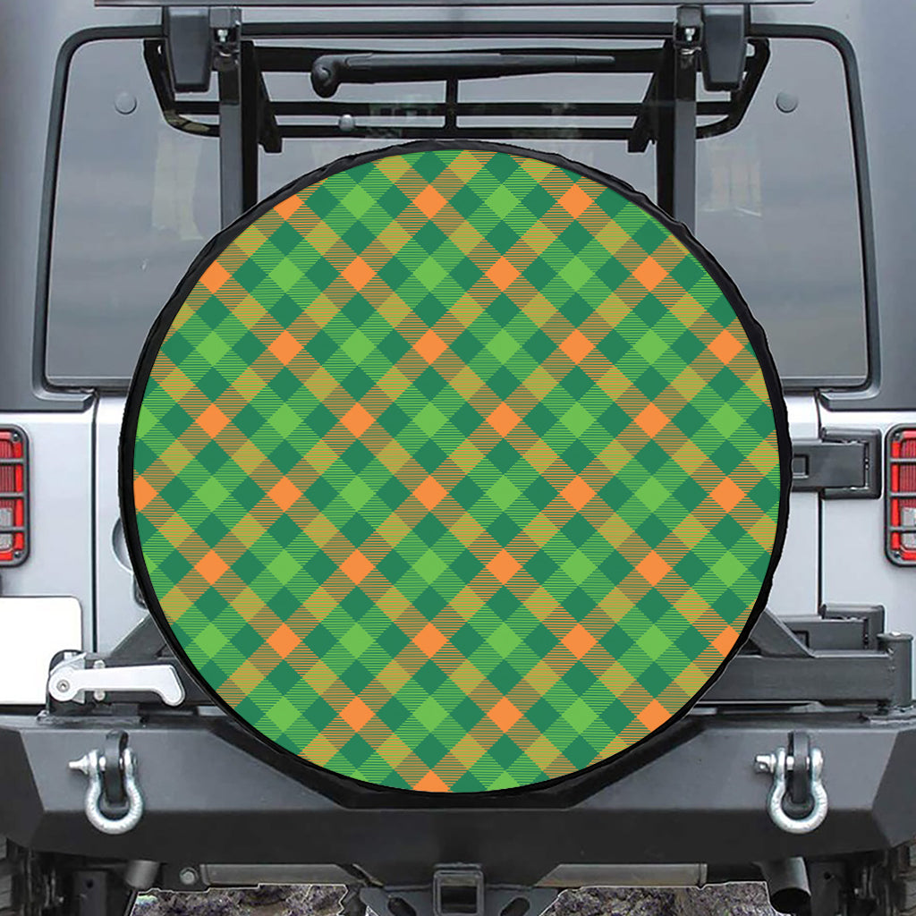 St. Patrick's Day Buffalo Pattern Print Leather Spare Tire Cover