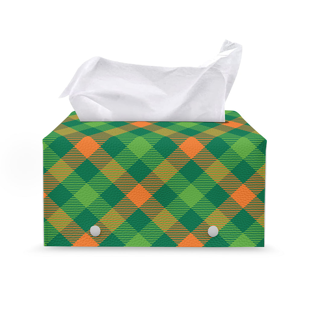 St. Patrick's Day Buffalo Pattern Print Leather Tissue Box Cover