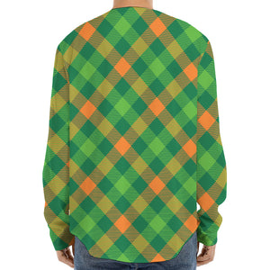 St. Patrick's Day Buffalo Pattern Print Long Sleeve Baseball Jersey