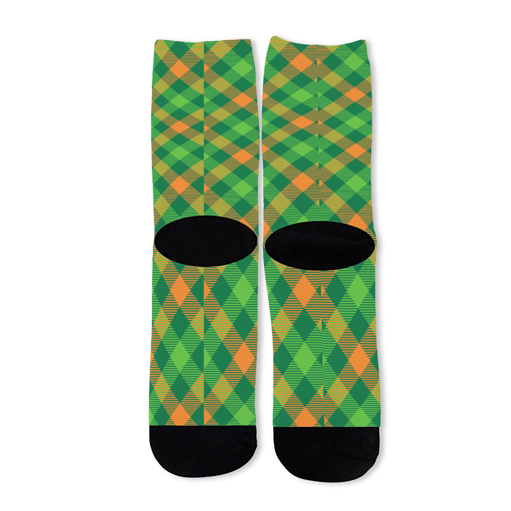 St. Patrick's Day Buffalo Pattern Print Long Socks