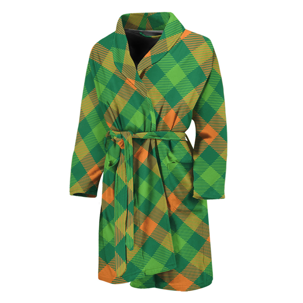 St. Patrick's Day Buffalo Pattern Print Men's Bathrobe