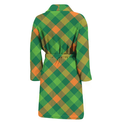 St. Patrick's Day Buffalo Pattern Print Men's Bathrobe