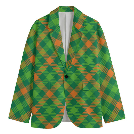 St. Patrick's Day Buffalo Pattern Print Men's Blazer