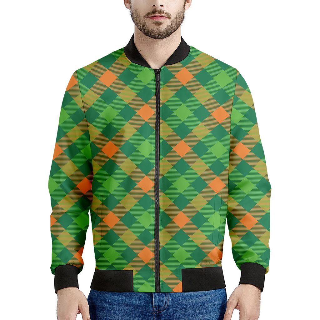 St. Patrick's Day Buffalo Pattern Print Men's Bomber Jacket
