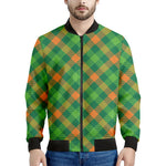 St. Patrick's Day Buffalo Pattern Print Men's Bomber Jacket