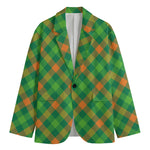 St. Patrick's Day Buffalo Pattern Print Men's Cotton Blazer