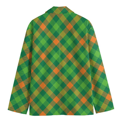 St. Patrick's Day Buffalo Pattern Print Men's Cotton Blazer