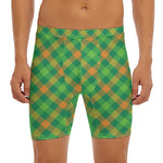St. Patrick's Day Buffalo Pattern Print Men's Long Boxer Briefs