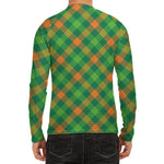 St. Patrick's Day Buffalo Pattern Print Men's Long Sleeve Rash Guard