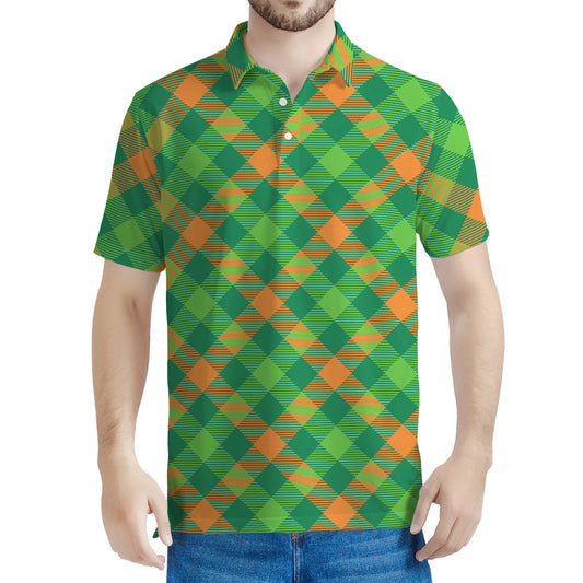 St. Patrick's Day Buffalo Pattern Print Men's Polo Shirt