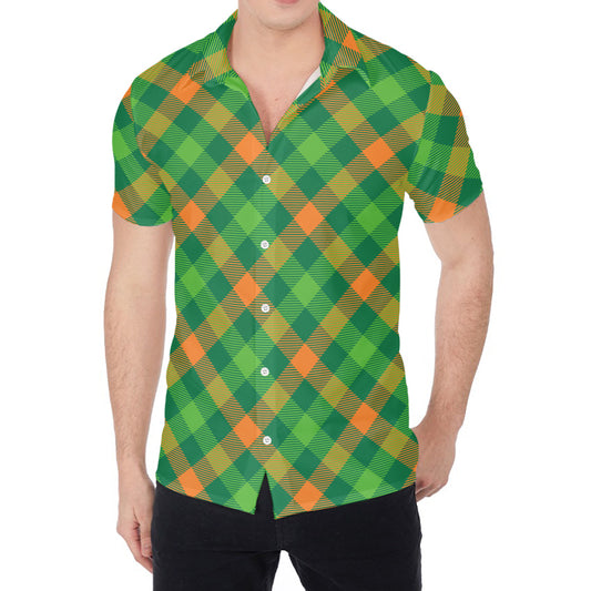 St. Patrick's Day Buffalo Pattern Print Men's Shirt