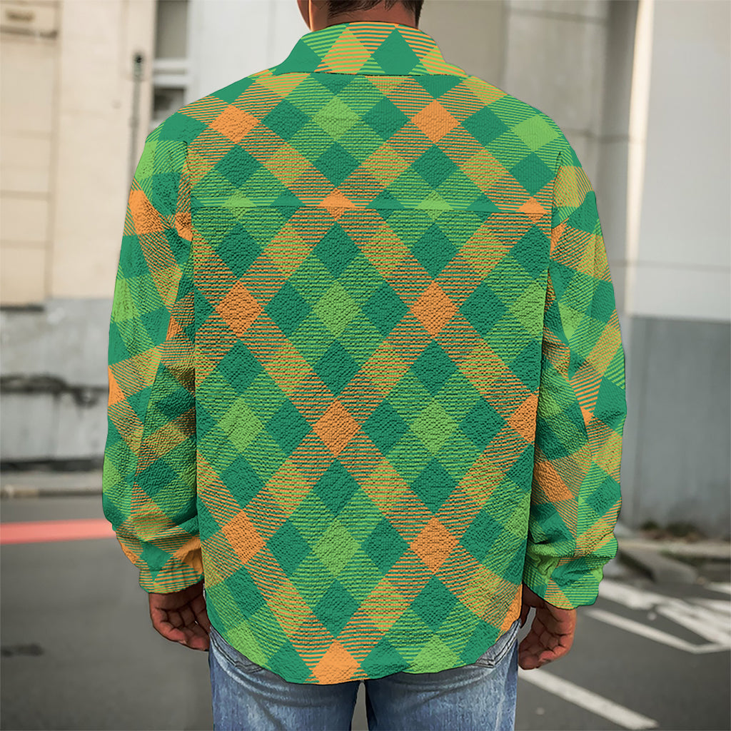 St. Patrick's Day Buffalo Pattern Print Men's Shirt Jacket
