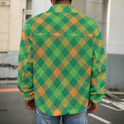 St. Patrick's Day Buffalo Pattern Print Men's Shirt Jacket
