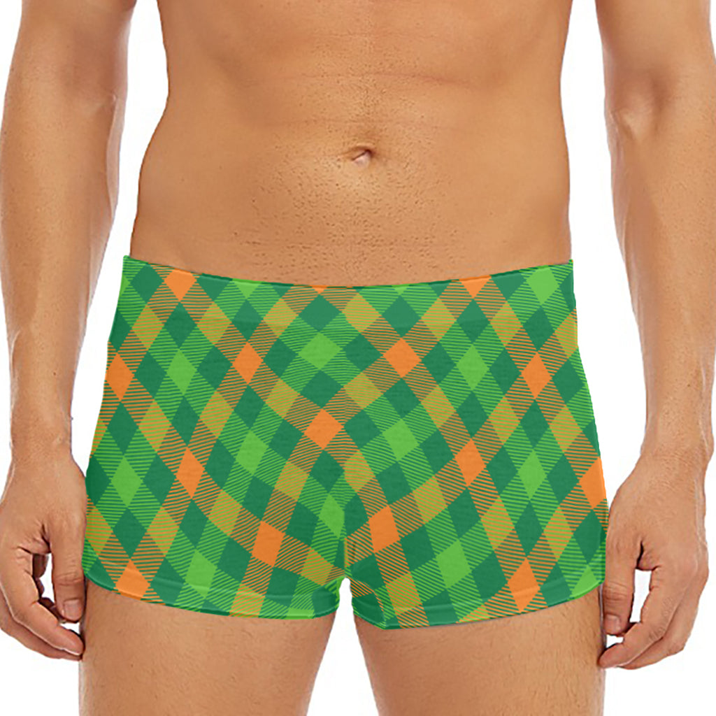 St. Patrick's Day Buffalo Pattern Print Men's Short Boxer Briefs