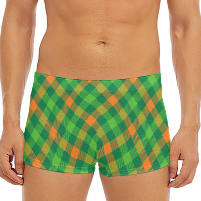 St. Patrick's Day Buffalo Pattern Print Men's Short Boxer Briefs