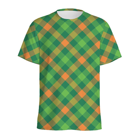 St. Patrick's Day Buffalo Pattern Print Men's Sports T-Shirt