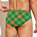 St. Patrick's Day Buffalo Pattern Print Men's Swim Briefs