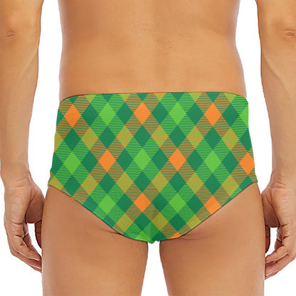 St. Patrick's Day Buffalo Pattern Print Men's Triangle Swim Briefs