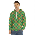 St. Patrick's Day Buffalo Pattern Print Men's Velvet Pullover Hoodie