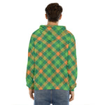 St. Patrick's Day Buffalo Pattern Print Men's Velvet Pullover Hoodie