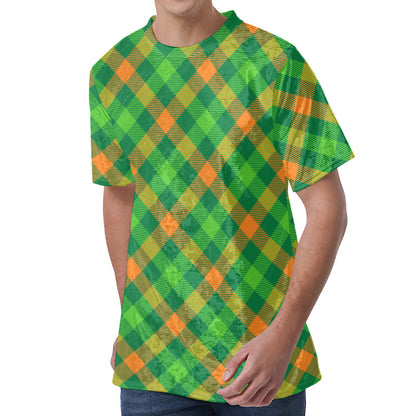 St. Patrick's Day Buffalo Pattern Print Men's Velvet T-Shirt