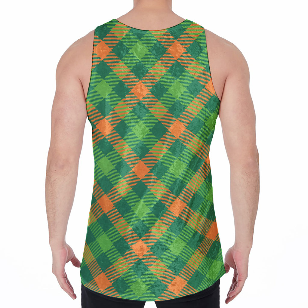 St. Patrick's Day Buffalo Pattern Print Men's Velvet Tank Top