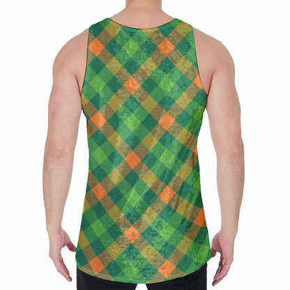 St. Patrick's Day Buffalo Pattern Print Men's Velvet Tank Top
