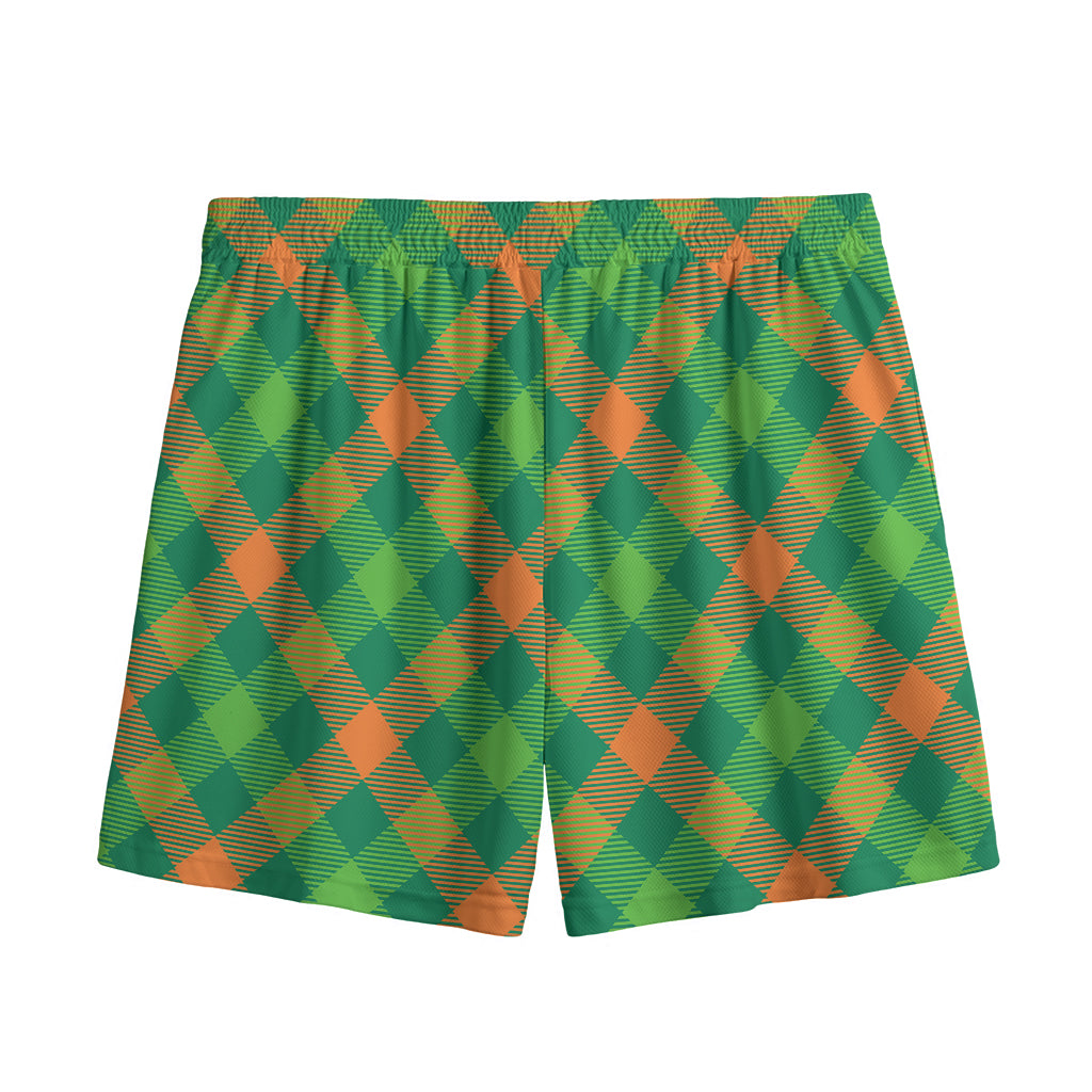 St. Patrick's Day Buffalo Pattern Print Mesh Shorts