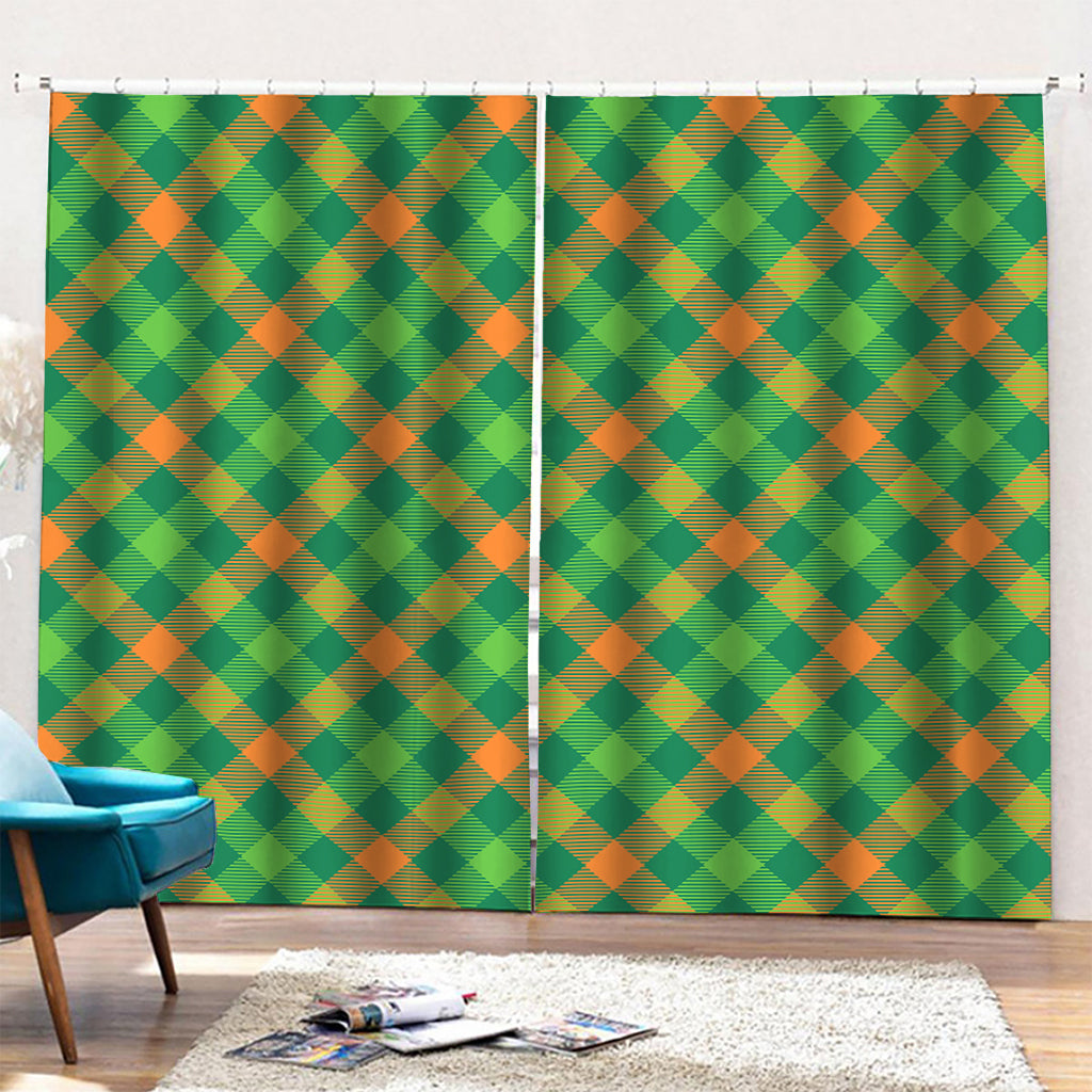 St. Patrick's Day Buffalo Pattern Print Pencil Pleat Curtains