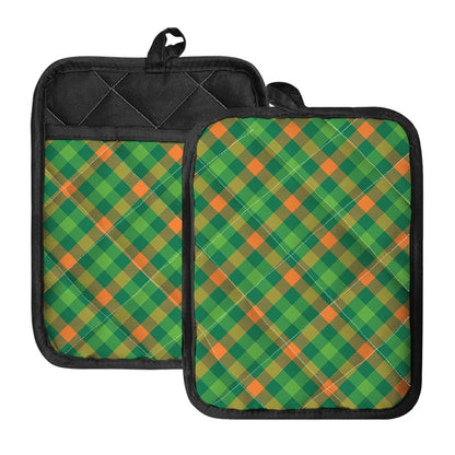 St. Patrick's Day Buffalo Pattern Print Pot Holders With Pocket