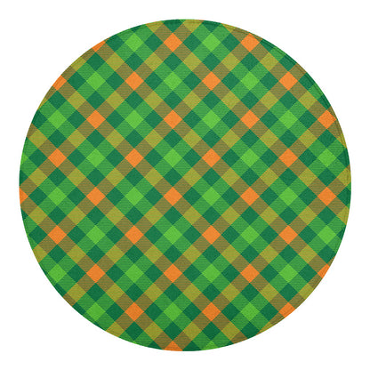St. Patrick's Day Buffalo Pattern Print Round Blanket