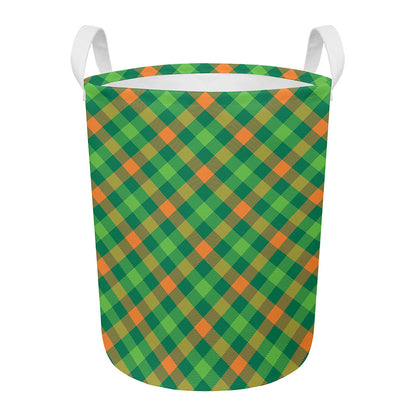 St. Patrick's Day Buffalo Pattern Print Round Laundry Basket