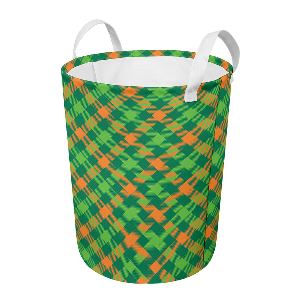 St. Patrick's Day Buffalo Pattern Print Round Laundry Basket