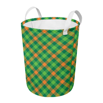 St. Patrick's Day Buffalo Pattern Print Round Laundry Basket