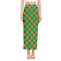 St. Patrick's Day Buffalo Pattern Print Side Slit Maxi Skirt